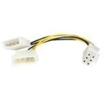 C�ble adaptateur dalimentation - startech - lp4 vers pci express 6 broches - 15 cm - 2x lp4 - m / m