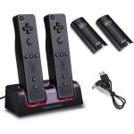 Station de charge avec 2 batteries pour nintendo wii / u télécommande - noir Station de charge avec 2 batteries pour nintendo wii / u télécommande - noir