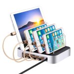 Station de charge usb 4 ports - organisateur pour smartphone tablette mp4 et autres appareils usb argent ...