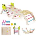 Station de jeu costway 7 en 1 jeu deveil montessori parcours motricit� b�b� 1 ans + en bois massif color�e ...