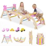 Station de jeu costway 8 en 1 jouet montessori parcours motricit� b�b� 1 ans + en bois massif th�me licorne ...