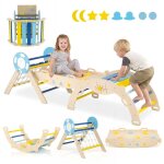 Station de jeu costway 8 en 1 jouet montessori parcours motricit� b�b� 1 ans + en bois massif th�me maritime ...