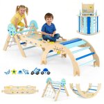 Station de jeu costway en bois 8 en 1 jouet int�rieur parcours motricit� b�b� montessori pour 3 ans + ...
