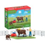 Station de lavage pour vache, coffret de jeu avec 1 figurine de vache, 1 veau et 1 figurine humaine - ...