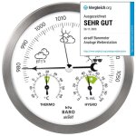 Station m�t�o analogique en acier inoxydable - avec barom�tre / thermom�tre / hygrom�tre - pour int�rieur ...