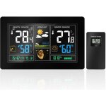 Stations météo Écran led intérieure extérieure sans fils avec capteur baromètre alarme horloges noir Stations météo Écran led intérieure extérieure sans fils avec capteur baromètre alarme horloges noir