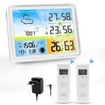 Station m�t�o sans fil avec 2 capteurs ext�rieurs horloge radio d r�veil int�rieur et ext�rieur temp�rature ...