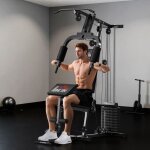 Station de musculation multifonction avec stack de 65 kg double poulie noir