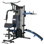 Station de musculation - sportnow - charge 65 kg - banc abdos et dips - acier - r�glable - noir