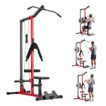 Station de musculation - vevor - 3 en 1 - machine � tirage vertical avec poulie haute - charge max. 181 ...
