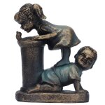 Statue � boire deau fille gar�on sculpture de jardin ornement de cour en r�sine pour int�rieur ext�rieur ...