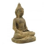 Statue de bouddha bhumisparsha assis en pierre 30cm beige