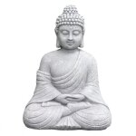 Statue bouddha zen annefly - dcoration intrieure / extrieure - rsine rsistante - blanc / gris antique ...
