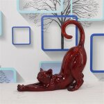 Statue de chat - artisanat - rouge - r�sine non toxique - d�coration int�rieure - design europ�en