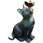 Statue de jardin - décoration chat et papillon - résine - 55 x 31 x 78 pouces - style vintage Statue de jardin - décoration chat et papillon - résine - 55 x 31 x 78 pouces - style vintage