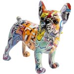 Statue chien debout tague grafitti bulldog 24cm - objets d�coratifs - polyr�sine - int�rieur