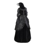 Statue corbeau lady velours rsine 13x8x22cm noir - decors de table halloween