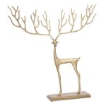 Statue design sur socle renne 59cm or