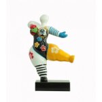 Statue femme fleurie dansante jambe jaune h. 54 cm - lady stripe