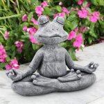 Statue de grenouille m�ditante 12 cm d�coration zen en r�sine pour jardin et terrasse