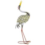 Statue de jardin - outsunny - forme de h�ron - d�coration ext�rieure - m�tal robuste - 26 x 17 x 71 cm ...