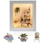 Statue maison miniature � construire diy cadre photo miniature bois en kit avec anti - poussi�re et meubles ...