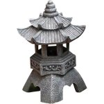 Statue pagode solaire en r�sine lampe de jardin ornement pierre 15. 5x14x26 cm