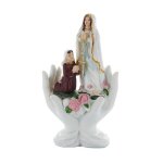 Statue religieuse - palais du rosaire - apparition de lourdes - rsine colore - 18cm