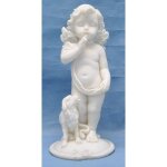 Statue ou statuette ange avec chien assis - hauteur : 10 cm