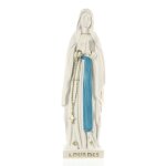 Statue de la vierge de lourdes blanche et bleu de 10 cm en r�sine