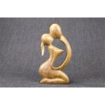 Statuette abstraite couple sensuel h20cm en bois massif brut