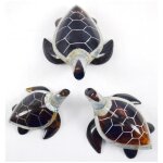 Statuettes tortues en nacre et coquillage - multicolore - trio - rsine - artisanat