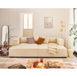 Stella - canapé droit 3 places avec double méridienne - assise profonde - en velours côtelé - beige Stella - canapé droit 3 places avec double méridienne - assise profonde - en velours côtelé - beige