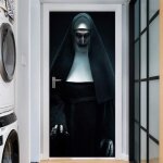 Stickers 3d porte poster halloween fantme nonne cratif papier peint porte trompe loeil pour salon chambre ...