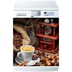 Stickers - caf� - lave vaisselle - vinyl - 60 cm - blanc
