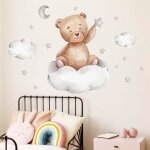 Stickers chambre enfantstickers chambre b�b�sticker mural ours lune nuage �toiles dessin anim�