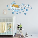 Stickers chambre enfantstickers chambre b�b�sticker mural ours lune nuage �toiles dessin anim�