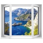Stickers fen�tre trompe loeil les calanques : dimensions - 100x83cm