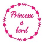 Sticker format rond princesse a bord j0114 rose - pink rose - pink