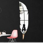 Sticker miroir plume 120 x 30 cm - autocollants stickers adhsifs effet miroir
