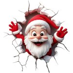 Sticker mural 3d p�re no�l - effet brise - mur magique - d�coration enfant - autocollant fen�tre / porte ...