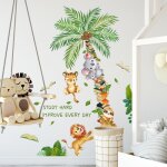 Stickers muraux animaux de la jungle cocotier autocollant mural koala lion singe paresseux d�coration ...