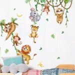Stickers muraux - animaux de la jungle - vinyle - d�coration chambre enfants - mixte - blanc