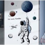 Stickers muraux astronaute sticker mural espace plan�te fus�e lune autocollants d�coratifs chambre denfant ...