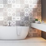 Sticker mural carrelage adhésif cuisine salle de bain - 12 stickers carreaux de ciment nuances de gris ... Sticker mural carrelage adhésif cuisine salle de bain - 12 stickers carreaux de ciment nuances de gris ...