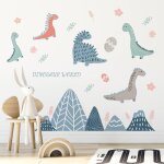 Stickers muraux chambre enfant dinosaures - scuris et cologique - bleu - campagne