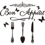 Sticker mural cuisine - vetobiol - th�me des restaurants - papillon - 55x30 cm - pvc durable - facile ...