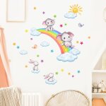Stickers muraux - dcoration enfants - arc en ciel lphant koala - 30cm x 60cm - vinyle - amovibles