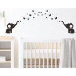 Stickers muraux - el�phant papillon - 27. 8x57cm - film pvc translucide - d�coration chambre b�b� - 2 ...