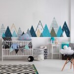 Stickers muraux enfants - decoration chambre bb - autocollant mural gant montagnes scandinaves tipika ...